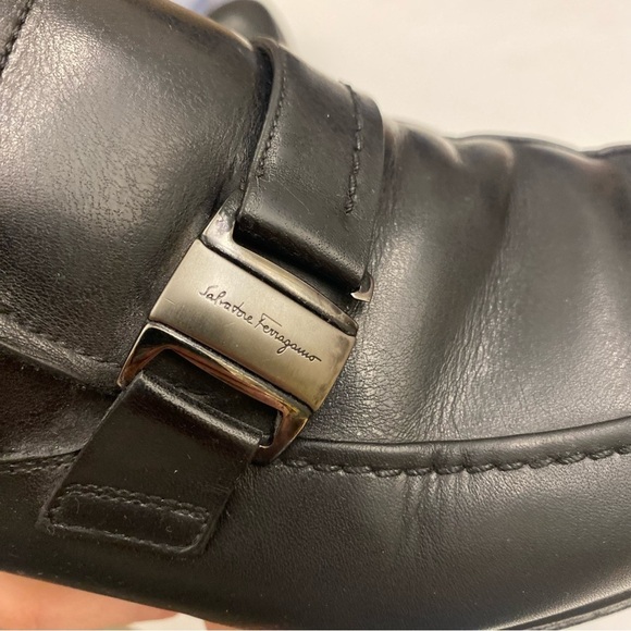 Salvatore Ferragamo || Mattia Side Buckle Dress Slip‎ On Loafers Black Silver 9 main image 10